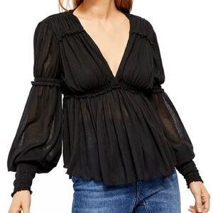 Free People Day Dreaming Balloon-Sleeve Top
